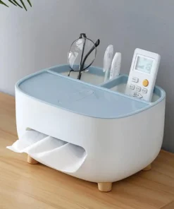 صندوق مناديل متعدد الوظائف بغطاء ومساحة تخزين